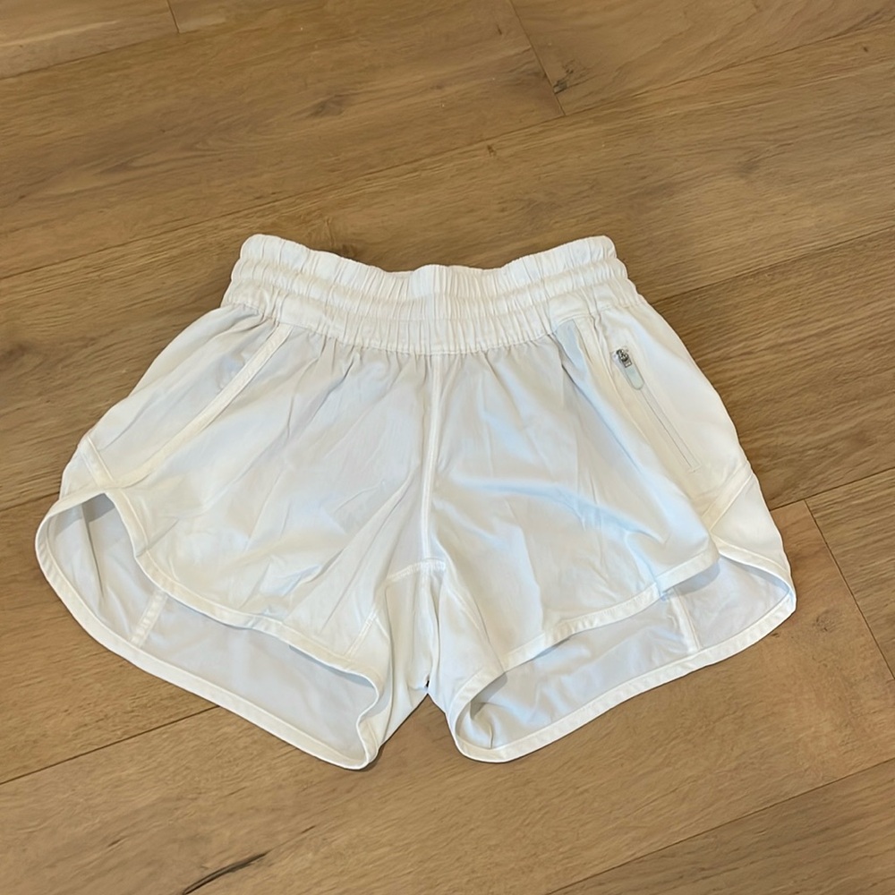 White Lululemon Track That High-Rise Lined Short 3”